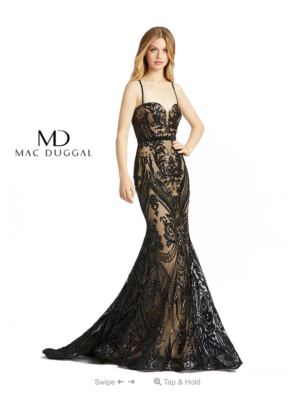 Mac Duggal Black & Nude Embellished Mermaid Gown